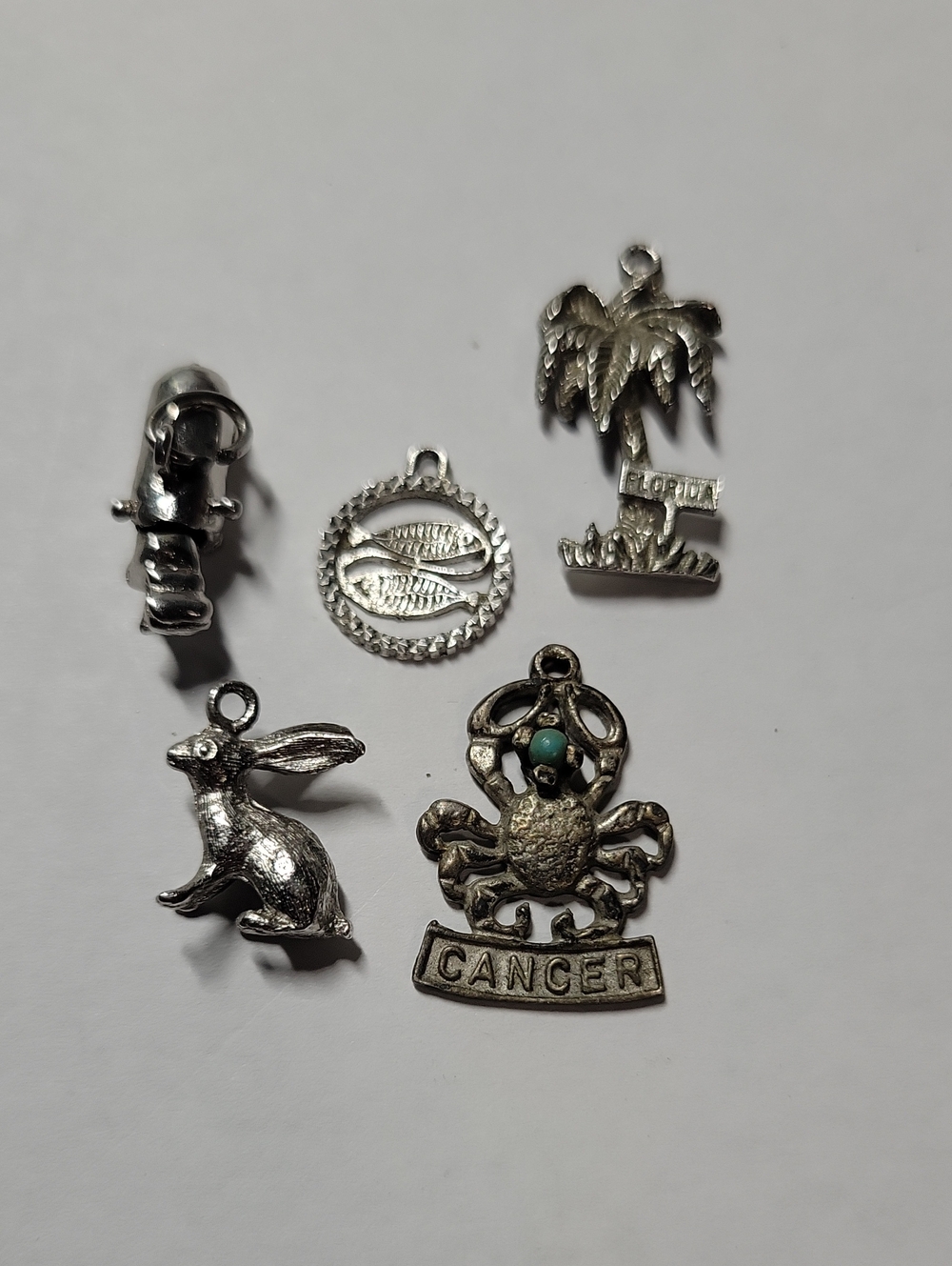 Vintage Silver 925 Crab 'Cancer' and Animal Charm Set - Silver